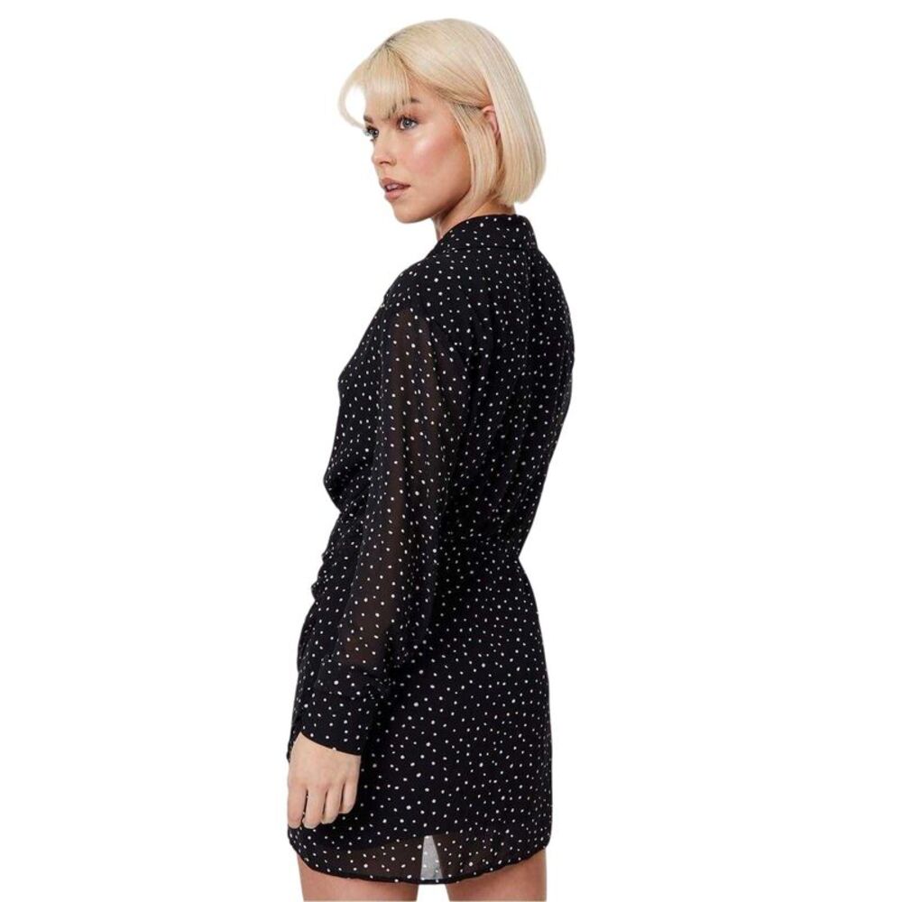 Jack Wills Womens/Ladies Spotted Draped Shirt Dress / Black - Picture 2 of 3